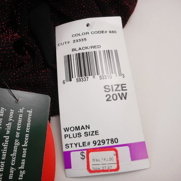 NWT Onyx-Nite Eveningwear Dress Plus size 20W Black Red Metallic Shimmer Stretch - Picture 8 of 9